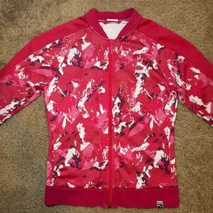 Puma Red Abstract Zip-Up Jacket
